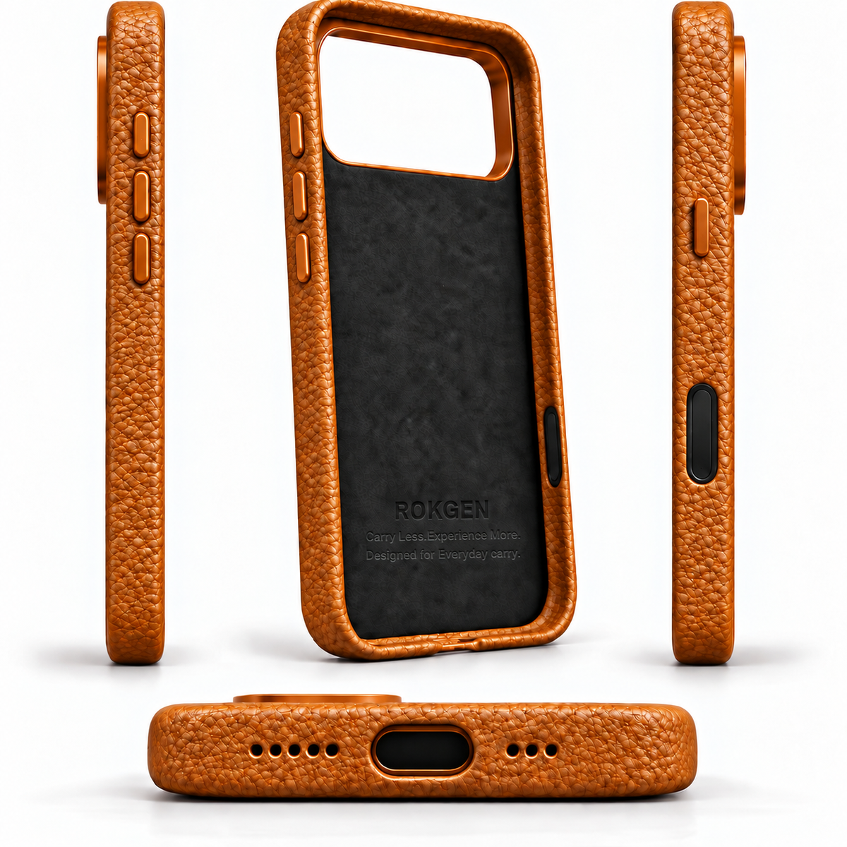 ROKGEN One MagSafe Leather Case - Brown Cognac