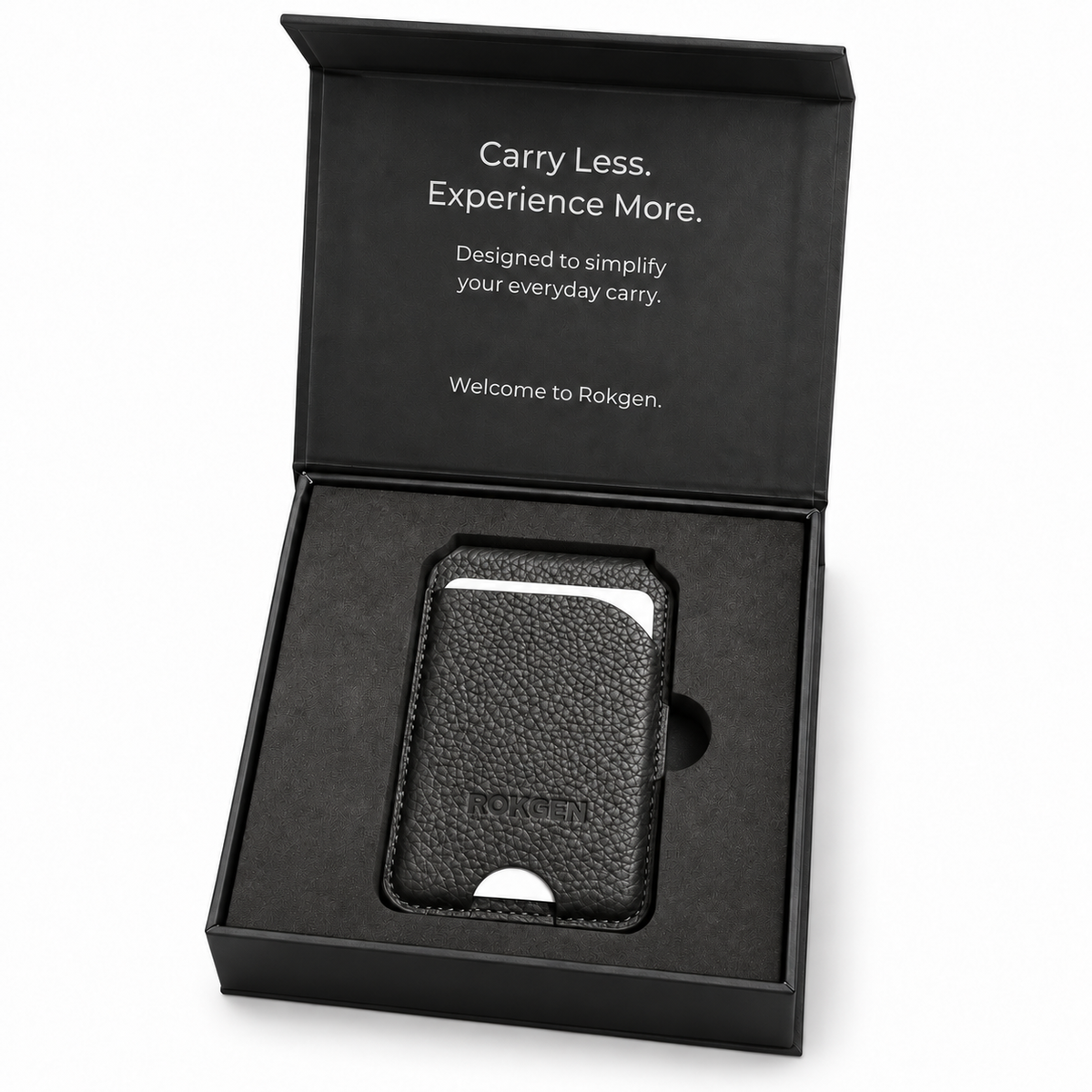 ROKGEN One MagSafe Leather Wallet & Stand - Black