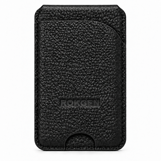 ROKGEN One MagSafe Leather Wallet & Stand - Black