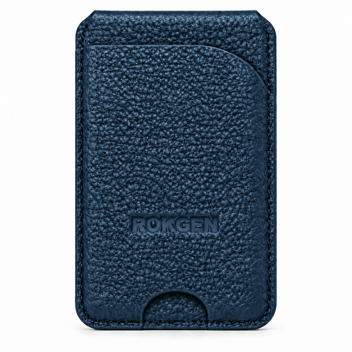 ROKGEN One MagSafe Leather Wallet & Stand - Navy Blue