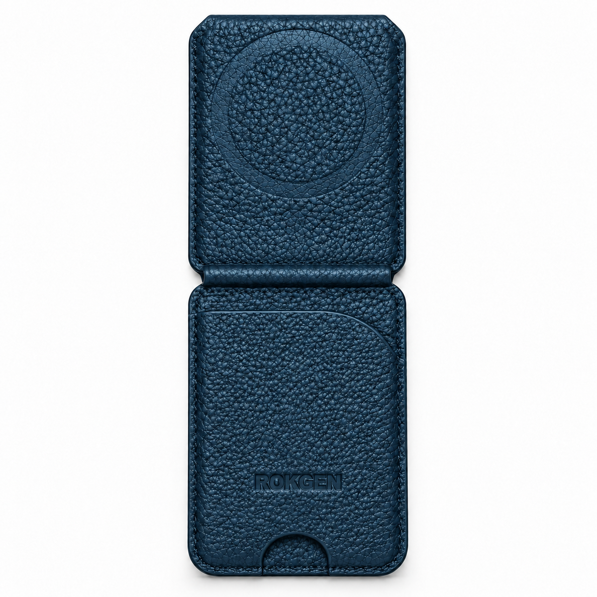 ROKGEN One MagSafe Leather Wallet & Stand - Navy Blue